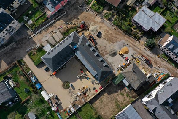 Vue aérienne de l'avancement des travaux